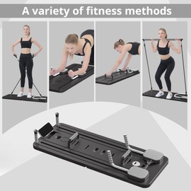 JANUA Pilates Board - Pilates Reformer Set, Multi-Purpose Foldable Pilates Reformer Board for Home, 5 in 1 Pilates Sliding Board (Black Set)