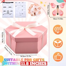 Dunzoom Flying Butterfly Surprise Gift Box, Large DIY Birthday Explosion Gift Box with 12 Pcs Flying Butterfly, Exploding Fantasy Decor for Birthday, Wedding, Anniversary Party