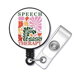 Speech Therapy Badge Reel,Retractable Name Card Badge Holder with Alligator Clip, Medical MD RN Nurse Badge ID,Office Employee Name Badge, Badge Holder, Black