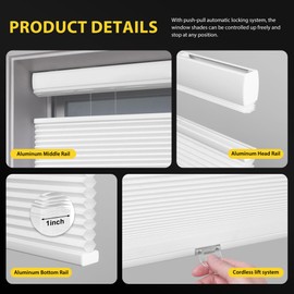 UNISHADES Top Down Bottom Up (TDBU) Cellular Shades Cordless Honeycomb Blinds for Indoor Windows, for Windows Size (34" W × 48" H) Colour (White - Light Filtering)