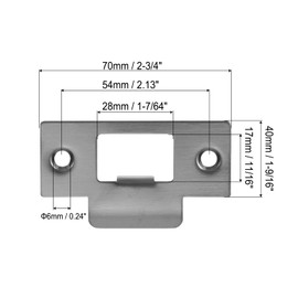 PATIKIL Placa de Cierre de Puerta de 2-3/4", 1 Pieza Placa de Cierre de T de Acero Inoxidable, Placa de Respaldo de Puerta con Tornillo para Uso en Puertas, Gris Metálico