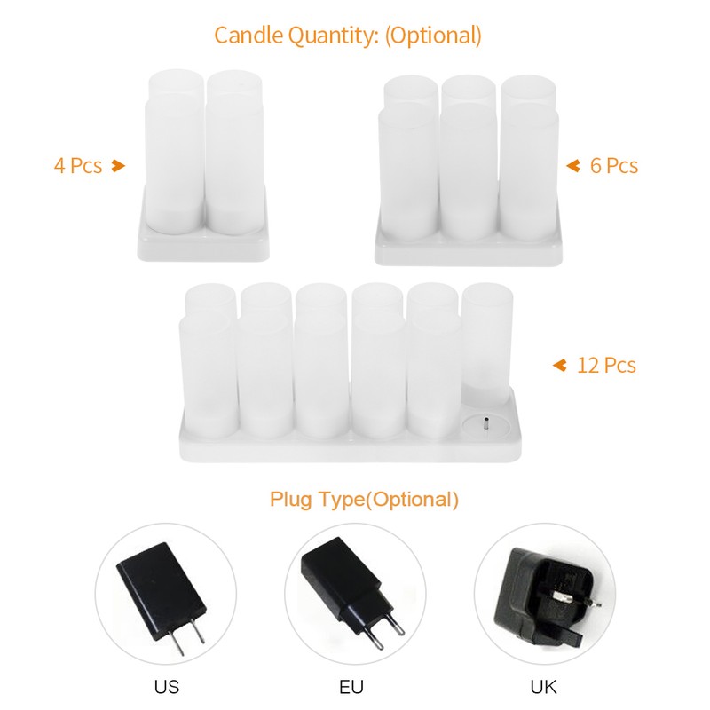 12pcs/set Rechargeable LED Flickering Flameless Candles Tealight Candles Lights with