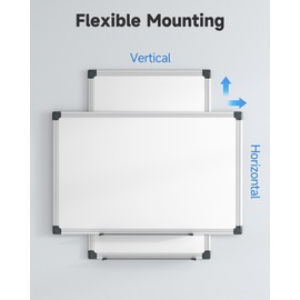 Magnetic White Board Hanging 18" x 12" for Wall, Small Dry Erase Board for Kids, Kitchen, Office, Includes 1 Eraser, 2 Markers, 4 Magnets, Pen Tray, Silver Aluminum Frame
