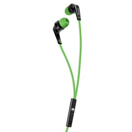 iSound EM 60 Earbuds with Big Bass Stereo Sound, Tangle Free Flat Cable, and Inline Microphone – Green/Black (DGHP-5725)