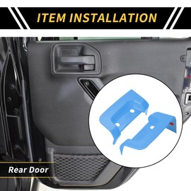 REPAIROCK 1 Set Rear Door Latch Lock Cover Trim for Jeep Wrangler JL JLU 2018-2024 Door Lock Panel Cover Trim Cover ABS Light Blue