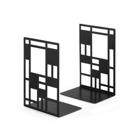 Book Ends, Bookends, Bookends Heavy duty, Book Ends for Book Shelves, Decorative Metal Book Stopper (Black 1 Pair) for Bookworms Gifts, Abstract Desgin Book Dividers Holders Stand For Office, Library