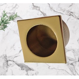 Universal Hardware Finger Pull Handle Recessed Edge Flush Square Fitting Pocket Insert Wardrobe Sliding Doors 29mm (Polished Brass)