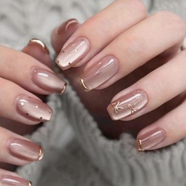 COLORBIRD Nail Tips, Short, 24 Pieces, Pink, Magnetic Nails, Nail Tips, Short, Cute, Ballerina (MY046)