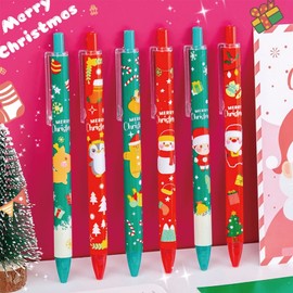 MOZXIRZ 6 Pcs Gel Ink Pens Cartoon Retractable Pens Cute Animal Pen 0.5mm Ballpoint Pen Office School Supplies for Girls (Xmas-3)
