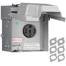 WILAWELS 50 Amp RV Power Outlet Box, 125/250V NEMA 14-50R RV Outlet Weatherproof, Outdoor RV Electrical Outlet with Receptacle Panel, Enclosed Lockable Power Box for RV Camper, ETL Listed H91OB06