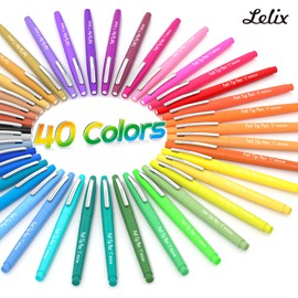 Lelix Felt Tip Pens, 40 Colored Pens with Case, Medium Point, Felt Tip Markers Pens for Journaling, Writing,Drawing, Note Taking, Planner, Perfect for Art Office and School Supplies