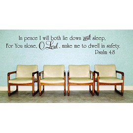 Design with Vinyl RAD 978 3 in Peace I Will Both Lie Down and Sleep, for You Alone, O Lord, Make Me to Dwell in Safety. Psalm 4;8 Bible Quote KJV Wall Decal, Black, 20 x 30"