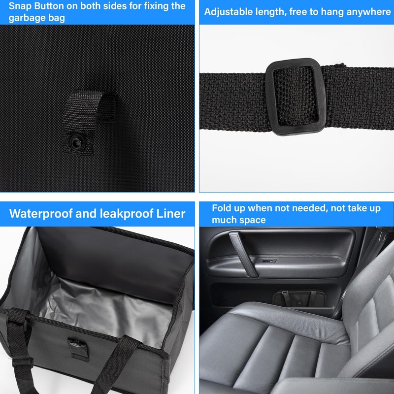 Foldable Car Trash Can, Waterproof Leakproof Car Garbage Can Bag,