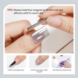 SUPWEE Silver Cat Eye Nail Polish Non Gel Quick Dry Glitter Magntic Nail Polish Cats Eye Toe Fingernail Air Drying Fast Lacquer Manicure Gift For Women Girls 16ml, 0.54fl oz