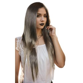 Prettyland 80cm lange Damen Perücke Mittelscheitel Wig Cosplay Hitzefest Weiß white C875