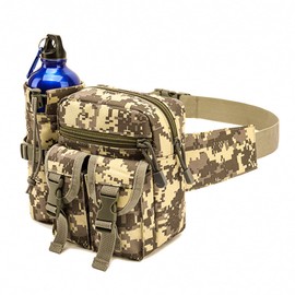 Jaugufiy Outdoor Sports Waist Bag Cycling Waist Bag with Bottle Holder Tactic Waist Bag Tactical Fanny Pack for Cycling Running Hiking Fishing Climbing (Grey)