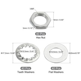 sourcing map Pack of 140 Lamp Pipe Set with Locking Nuts and Washers Assortment for Chandelier Ceiling Lights DIY Hardware Repair Assembly 1/8IP Thread Mounting