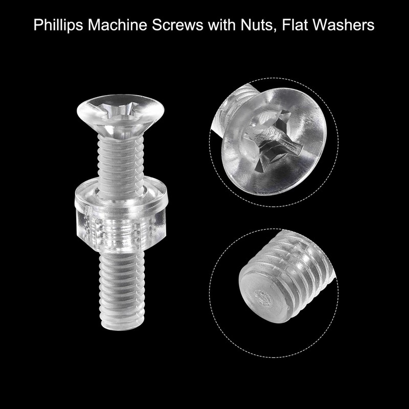 sourcing map M6 x 30mm Plastic Phillips Machine Screws with