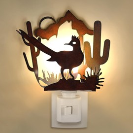 Tuanse Road Runner Bird Plug in Night Light Farmhouse Metal LED Night Light Decorative Vintage Novelty Lamp Decor for Holiday Bedroom Living Room Bathroom Christmas Gift