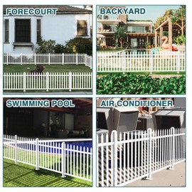 ECOOPTS 36" H x 84" W Vinyl Picket Fence Panels White Decorative Fence for Garden Patio Yard Pool Walkways (20 Pickets, Straight)