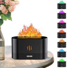 INGEQUIS Difusor de Lmpara Nocturna con Forma de Llamas en Colores RGB, 2 Modos de Brillos Ajustables, Humidificacin Silenciosa de 180ml, Lmpara...   