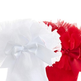 Metzuyan 2 Pack Baby Girls Tutu Frill Socks Cotton Rich Red White 0-0