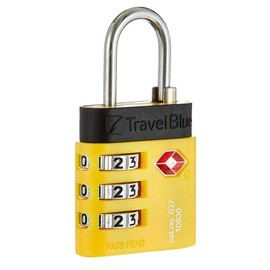 Travel Blue TSA Combination Lock in vivid blue or yellow