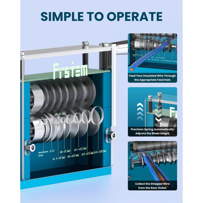 Frstem Manual or Drill Powered Wire Stripper Machine with 9