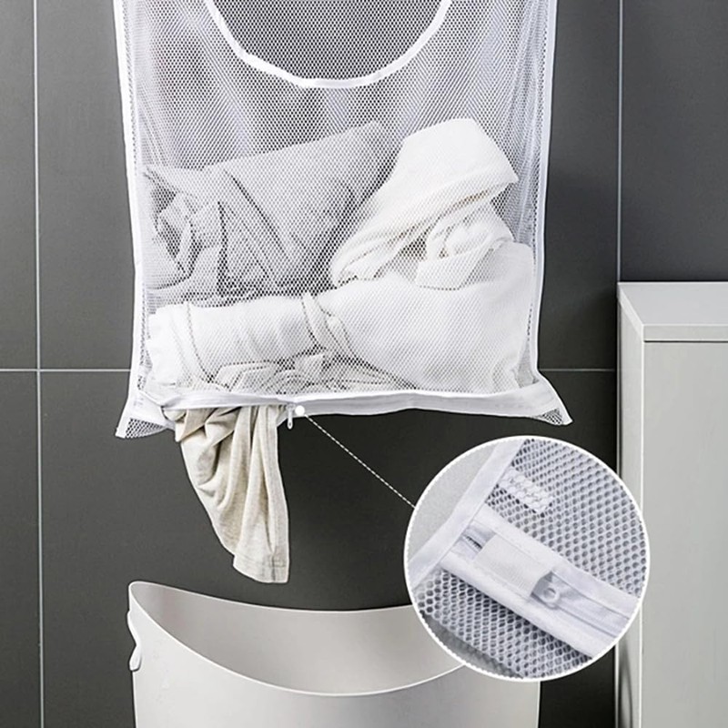 2 Pack Portable Laundry Bag,Hanging Laundry Hamper Bag, Mesh Laundry