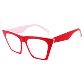 FEISEDY Square Cat Eye Reading Glasses Blue Light Blocking Women Fashion Cateye Reader Anti Glare Digital Eyestrain B2604 Red 3.0x