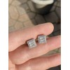 Harlembling Mens Real Solid Sterling Silver CZ Baguette Earrings Studs
