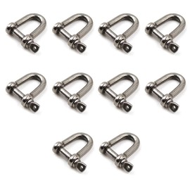 M6 D Ring Shackle Boat Anchor Shackle 304 Stainless Steel Chain Shackle Screw Pin D Shackle Pack Of 10