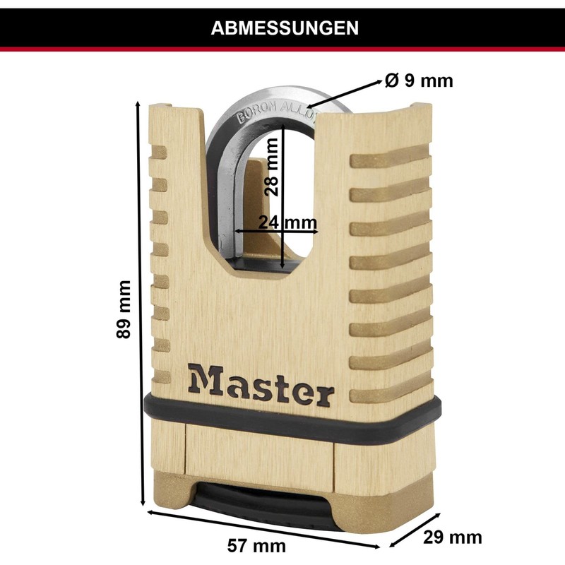 Master Lock Masterlock Vorhängeschloss mit 8-Kant.28mm Bügel M1177EURDCC