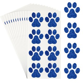 Jutom 30 Sheets 240 Pcs Dog Paw Glitter Tattoo Sticker Temporary Tattoos Dog Paw Body Tattoos for Women Girls Face Body Accessories (Blue)