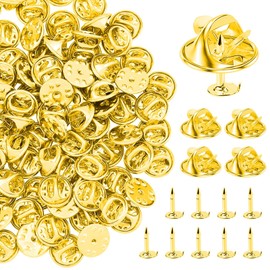 Pin Backs, 50 Pcs Metal Pin Backings, Backs Locking Pin Keepers Clasp Metal Pin Backs for Jewlery, Crafts, Lapel Pins (Gold)