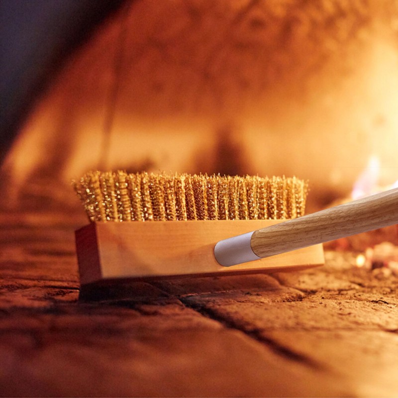 SHANGPEIXUAN Pizza Oven Brush 41-Inch Long Wood Handle Brass Bristles