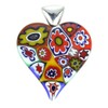 GlassOfVenice Murano Glass Color Splash Millefiori Heart Pendant
