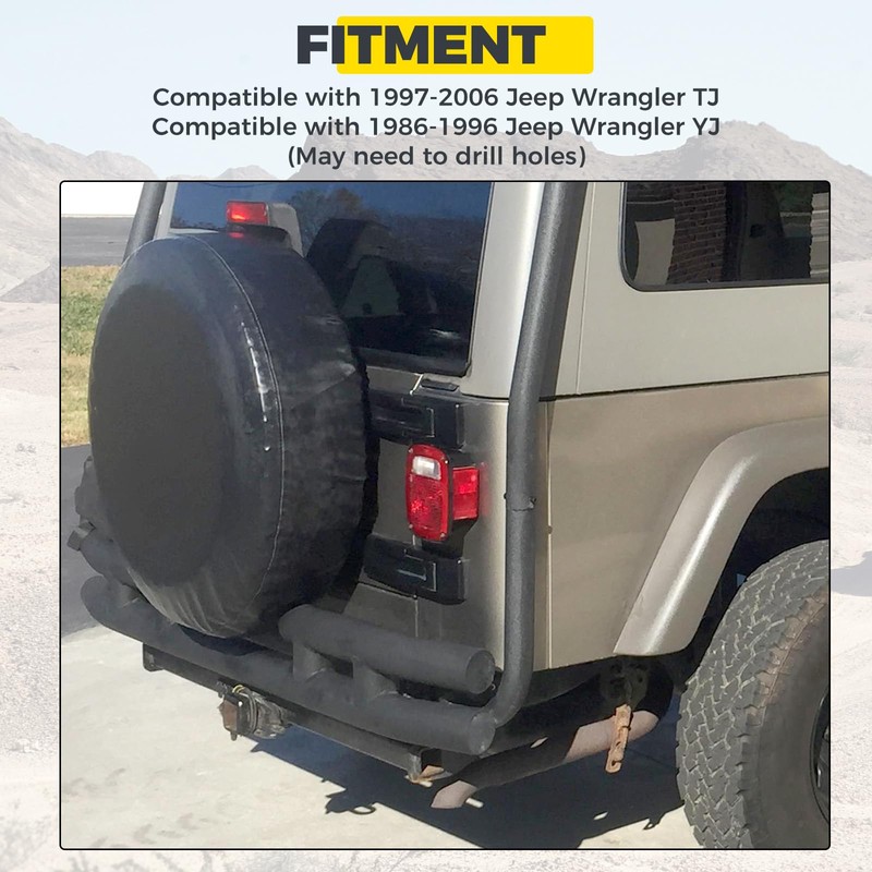 KUAFU Rear Dual Tube bumper Compatible with 1997-2006 Jeep Wrangler
