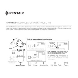 Shurflo 181-201 Accumulator Tank - Bladder-Type Pressure Storage Vessel/Pulsation Dampening Device To Hold Water Under Pressure, Max 125 PSI, 1/2" F-NPT Threaded Port, Nylon Housing, Butyl Diaphragm