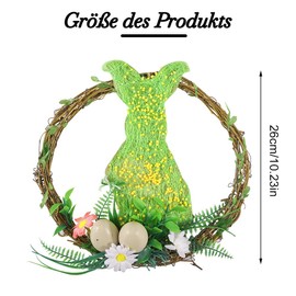 Osterkranz Hase mit Kunst Blumen und Eiern - Ø 25cm Osterhasen Holz zum Aufhängen - Osterdekoration Tischkranz - handgefertigter Kranz Osterhasen für Haustür, Wand und Tisch