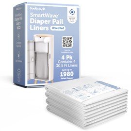Jool Baby SMARTWAVE Diaper Pail Refill Liners (4-Pack) – Continuous Liner System - Unscented, Lasts Up to 1980 Diapers
