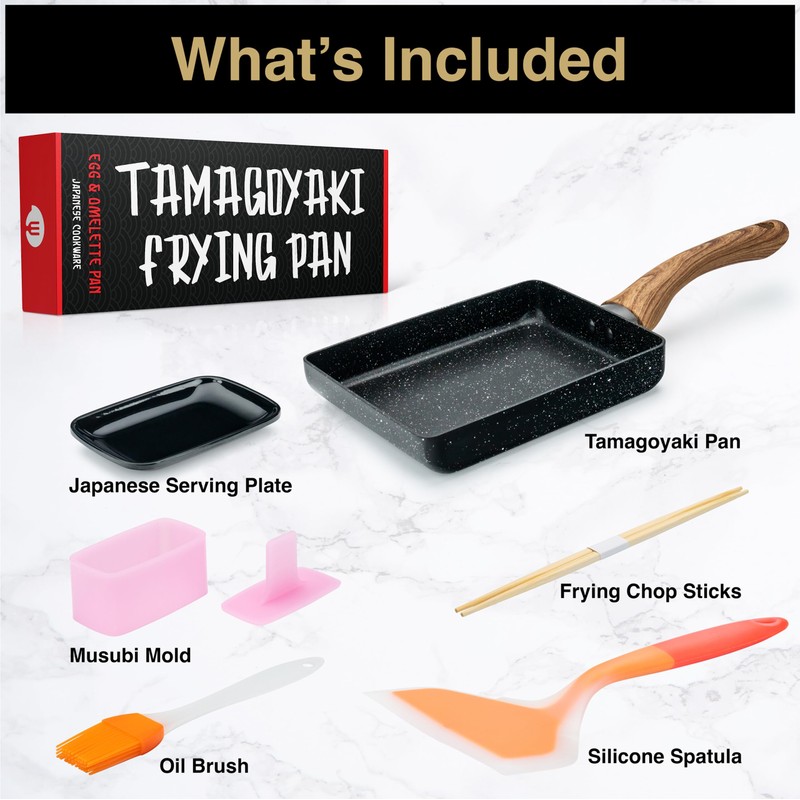 Oleex Tamagoyaki Pan Set – Japanese Omelette Pan with Kitchen