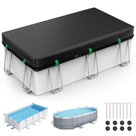 Cubierta rectangular de piscina de 12 x 24 pies, cubiertas solares para piscinas sobre el suelo, cubierta ovalada de invierno con accesorios, cubierta de bañera de hidromasaje, ideal para