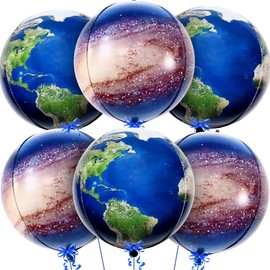 KatchOn, Globe Balloons and Galaxy Balloons - Large, Pack of 6 | Earth Balloons for Earth Day Decorations | Space Balloons for Galaxy Party Decorations | Planet Balloons | Earth Birthday Decorations