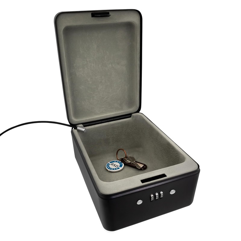 Idena 50119 Steel Security Box Black Safe with Combination Lock