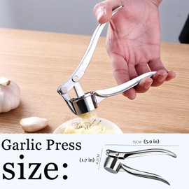 Garlic Press, Garlic Crusher, Stainless Steel Garlic Press Crusher, Ergonomic Heavy Duty Garlic Crusher, Garlic Press Crusher, Professional Kitchen Garlic Press, Easy to Clean, Food Grade Kitchen Tool