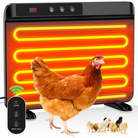 HOPOCO Smart Chicken Coop Heater with Efficient Thermostat, Compatible with Timers & Temp Controllers, 200W Safe Inside Radiant Flat Panel Warmer, Remote-Adjustable for Pets & Animals in Winter