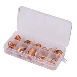 Honiwu 200pcs Copper Washers, M5-M14 Washers, 9 Size Sump Plug Washer Metric Metal Washers Assortment Set Copper Gasket Hardware Accessories Solid Washer Kits Round Sealing Gasket with Storage Box