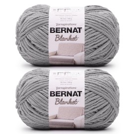 Bernat - Manta de hilo acrílico súper voluminoso, paquete de 2 unidades de 300 g/10.5 oz #6 de chenilla gruesa de peso pesado para tejer y ganchillo, Amigurumi, mantas gruesas (gris vapor, 220 yardas,
