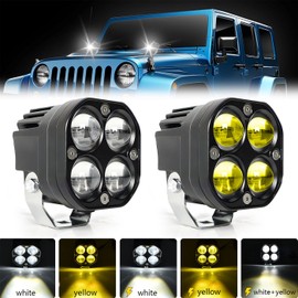 2PC Motorcycle LED Auxiliary Lights White/Amber Strobe with Switch Wire Offroad Work Lights for Harley Davidson Honda Kawasaki Suzuki Yamaha,GMC Savana Jeep ATV UTV Car Trucke Car,Forklifts Boat etc